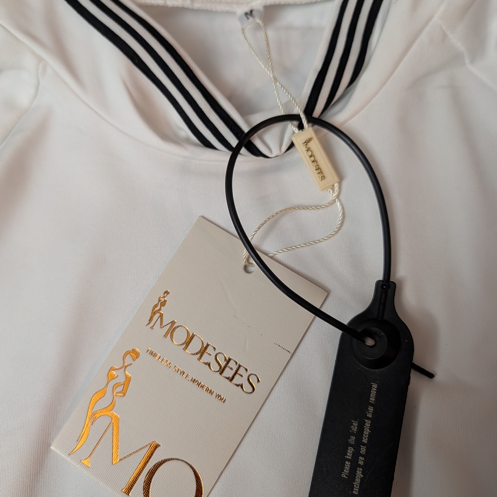 Modesees White Long Sleeve Dress